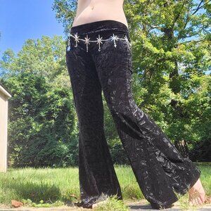 ★₊☽˚ .⋆ can't miss crumpled velour flared low rise leggings ☾⋆⁺₊✦